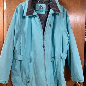 Used Blue Winter Coat No Hood Full Zip up Great Condition Womens 2X
